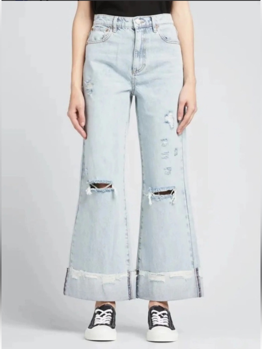 Alice + Olivia High Rise Wide Leg Cuffed Jeans- 25
